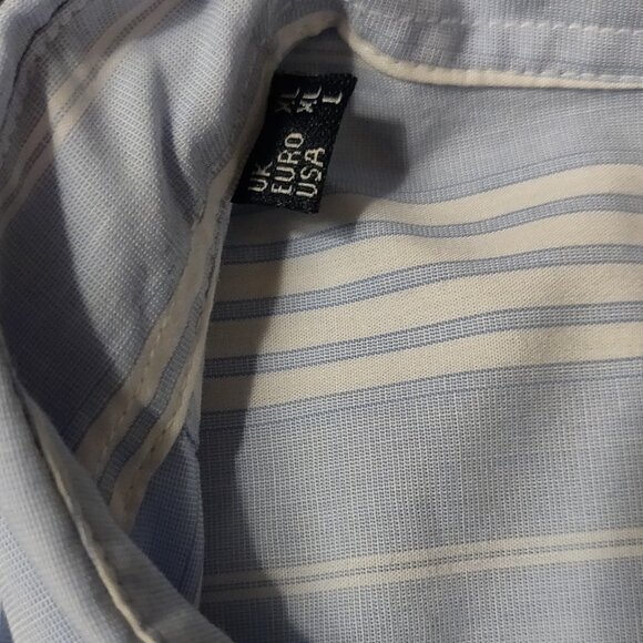 Barbour Blue/White Stripe Tailored Fit Short Sleeve Button Down Shirt MEN US L - Picture 6 of 7